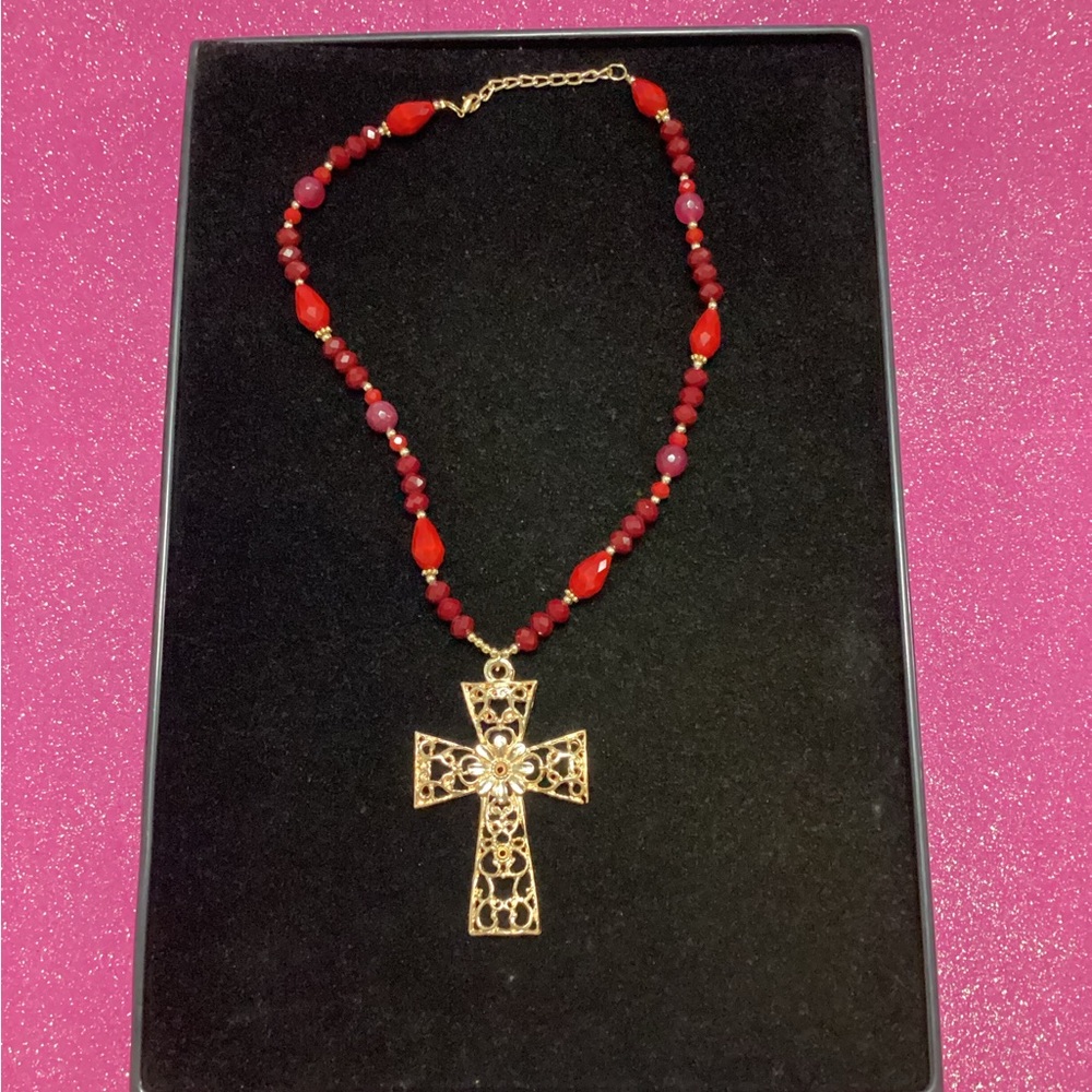 Beautiful Red Cross Necklace